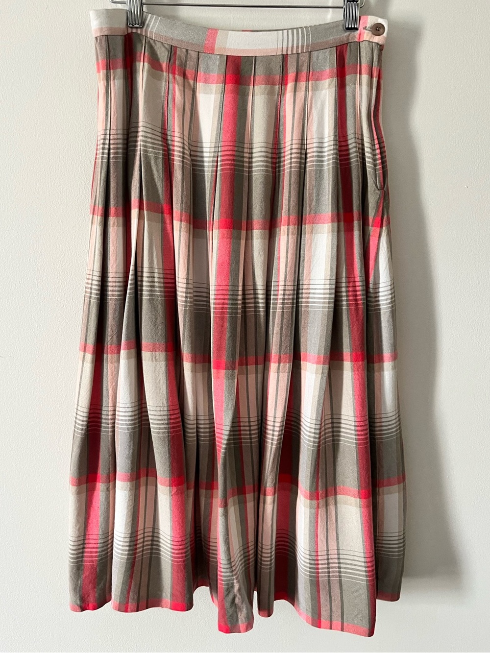 Vintage Country Sophisticates by Pendleton Plaid Pink Pleated Midi Skirt Small 6